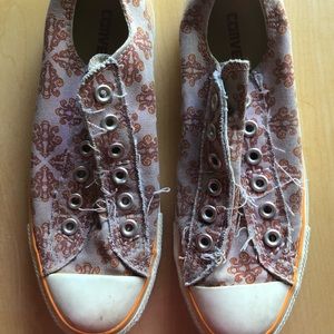 Orange and Pink Patterned Converse Size 8